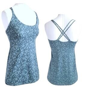 Patagonia Activewear Halter Top XS Blue Aqua Crisscross Drawstring Bottom